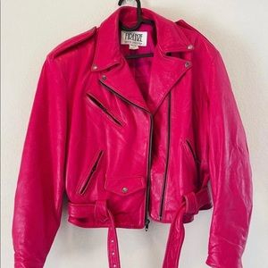 Hot pink Leather Jacket